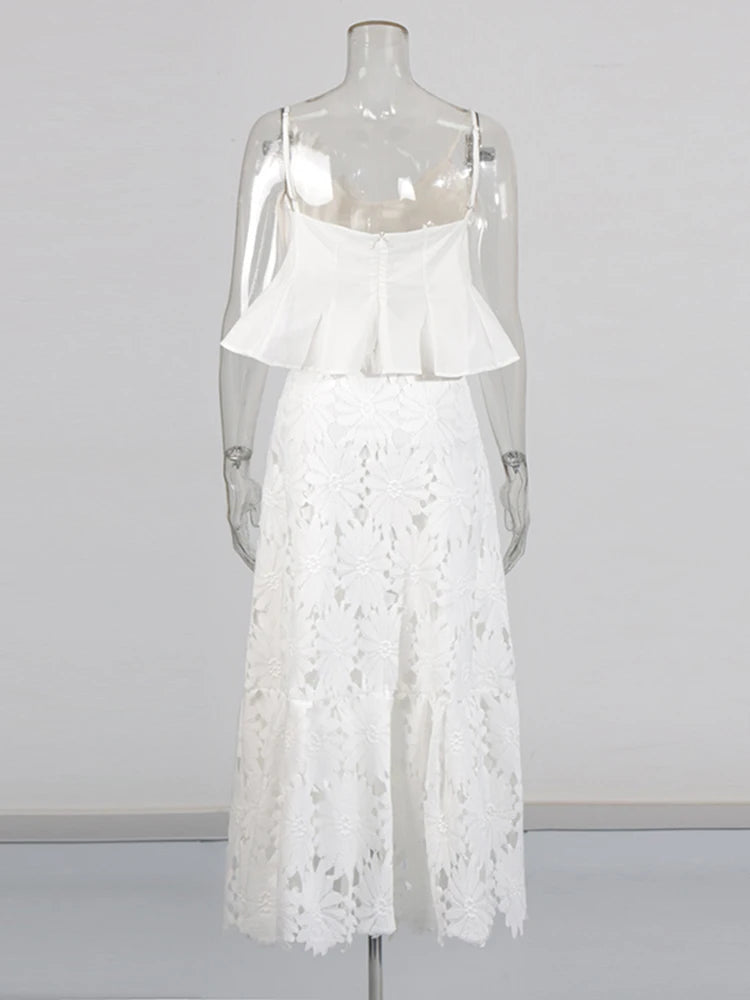 Embroidered Lace Skirt Set
