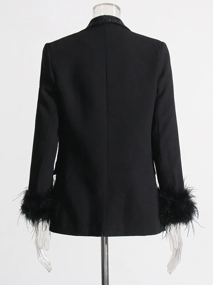 Feather Trim Blazer