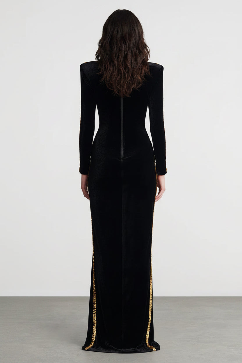 Rhinestones Black Gown