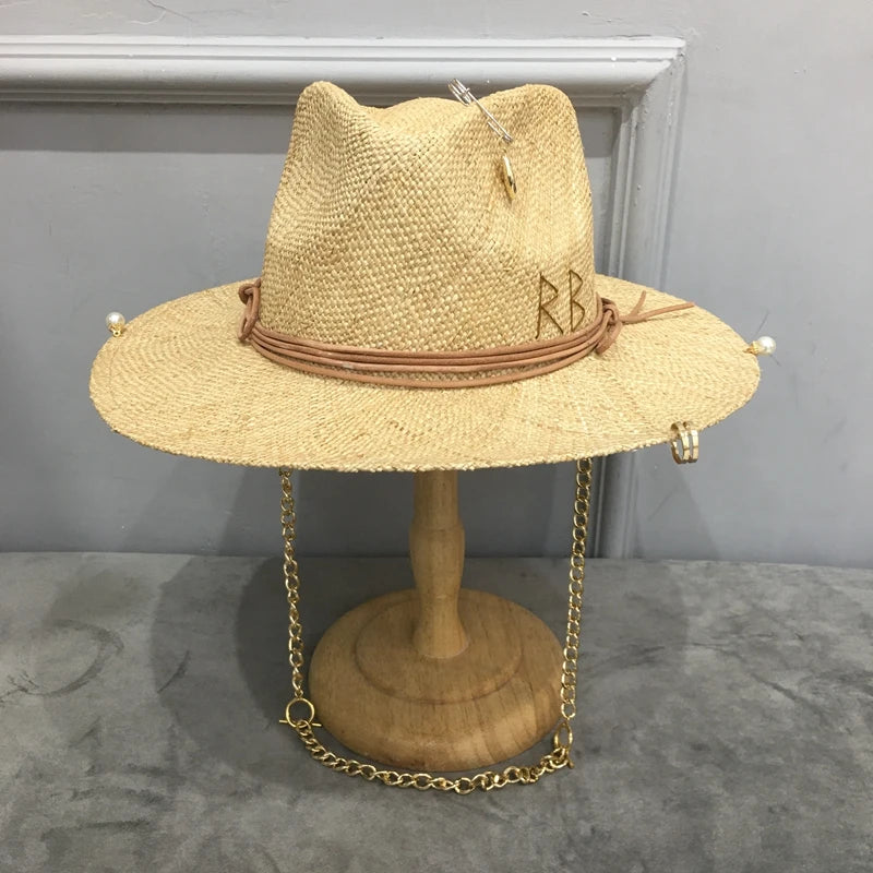 Chain and Pin Straw Hat