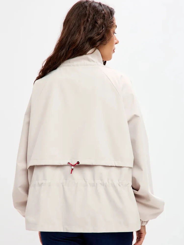 Drawstring Waist Windbreaker Jacket