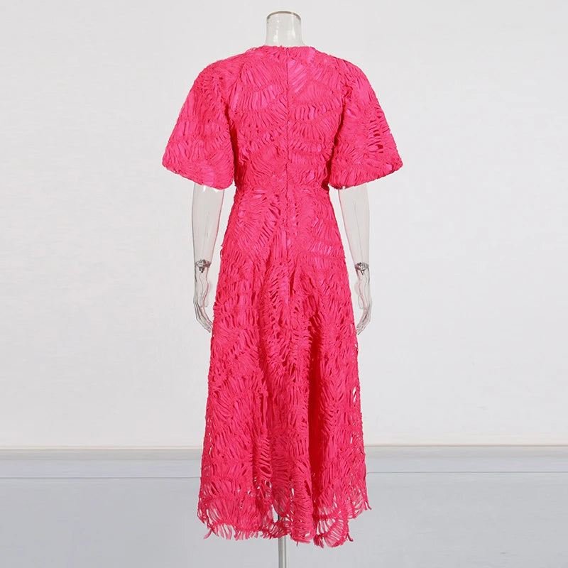 Woven Textured Midi Dress