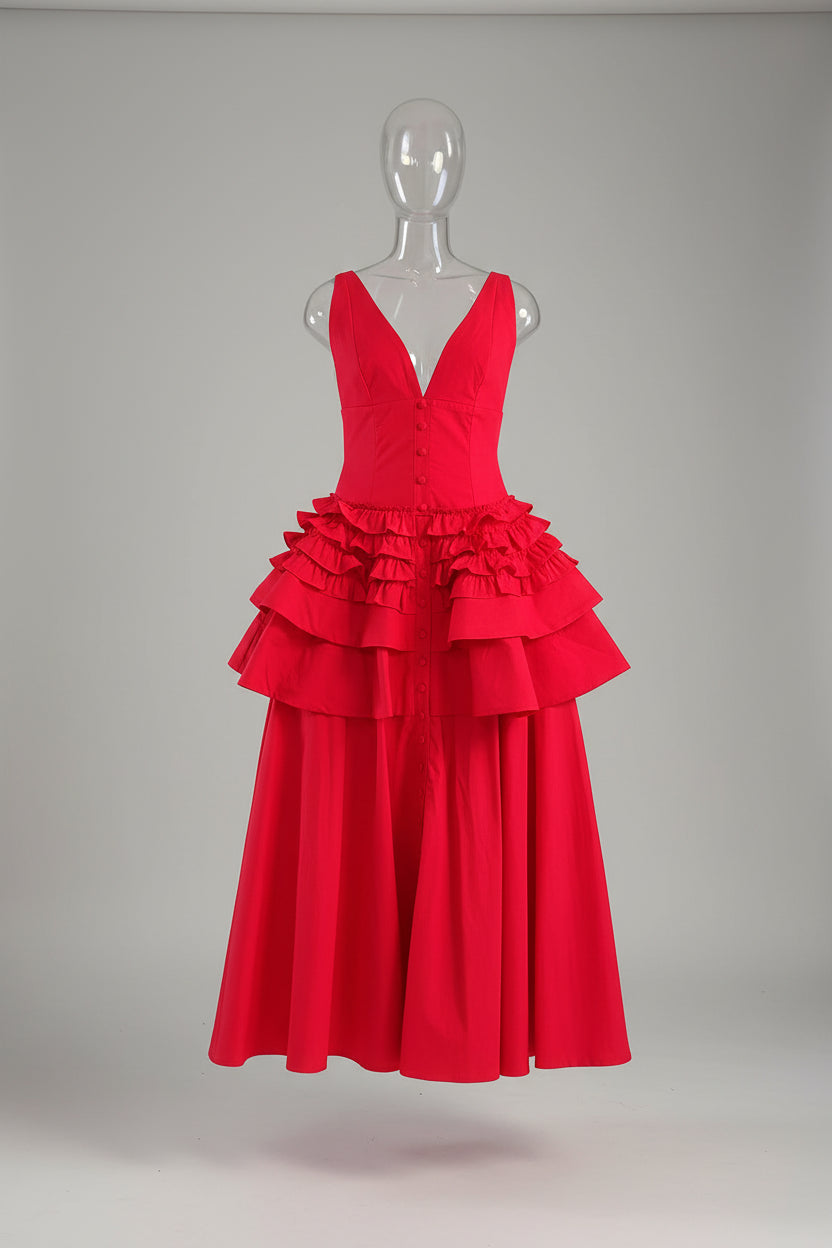 V-Neck Midid Dress