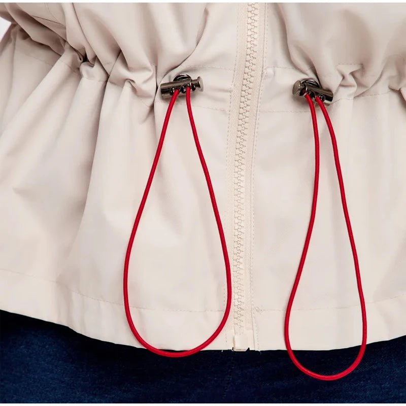 Drawstring Waist Windbreaker Jacket