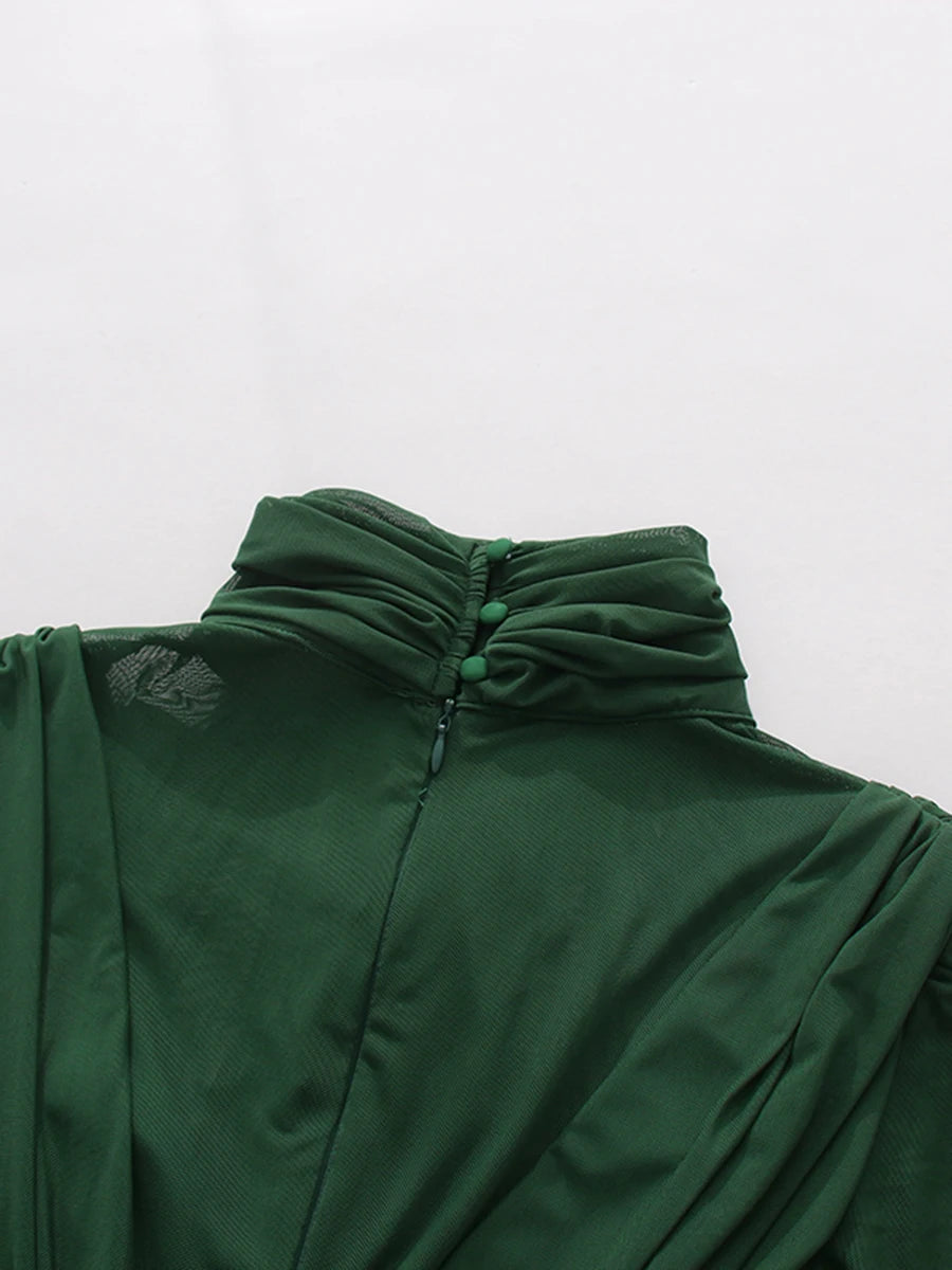 Draped Green Cocktail Dress