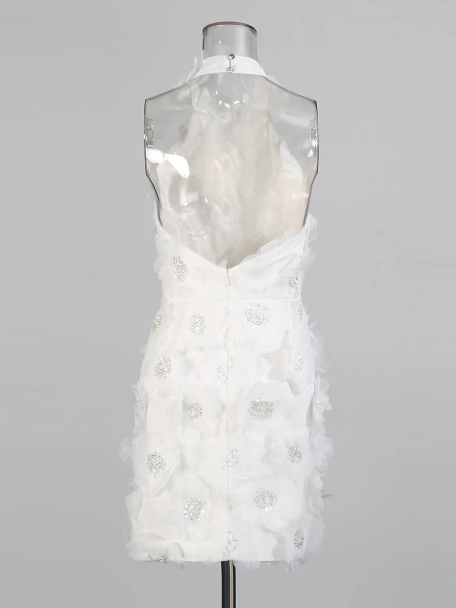Flower Halter Mini Dress