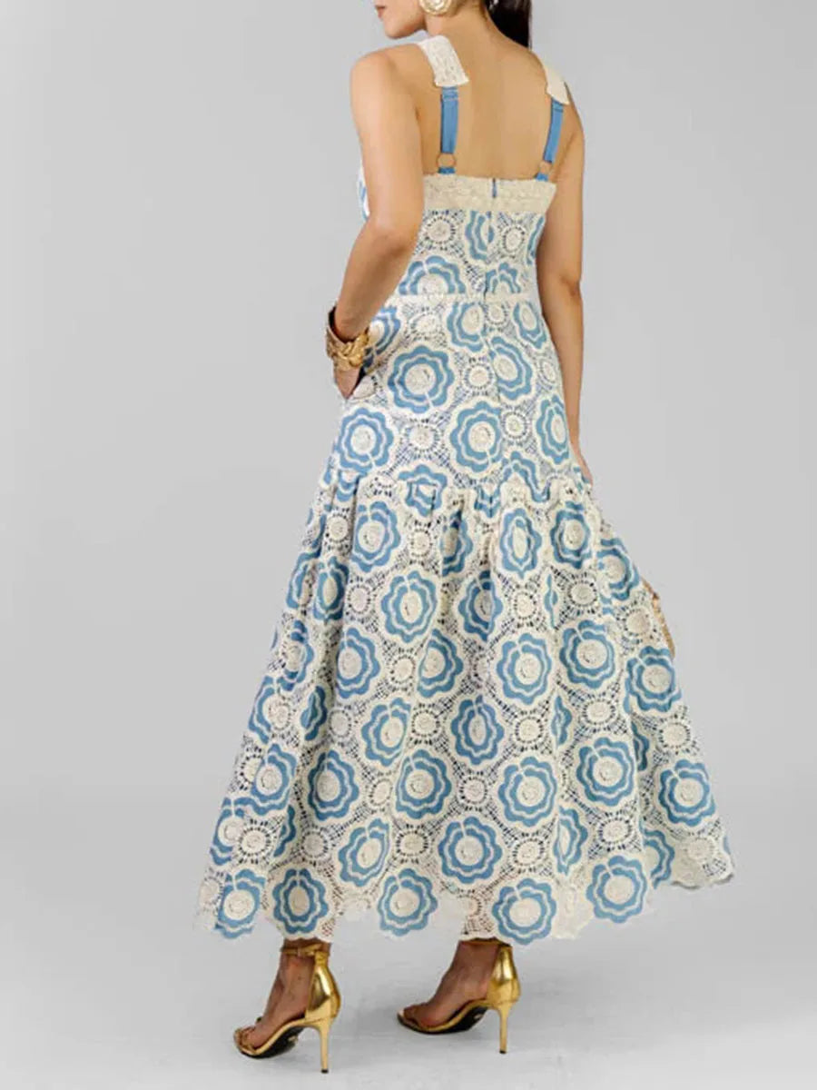 Embroidered Lace Midi Dress