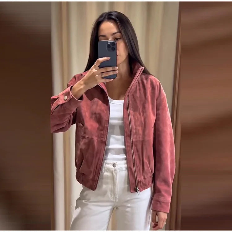 Dusty Pink Suede Jacket