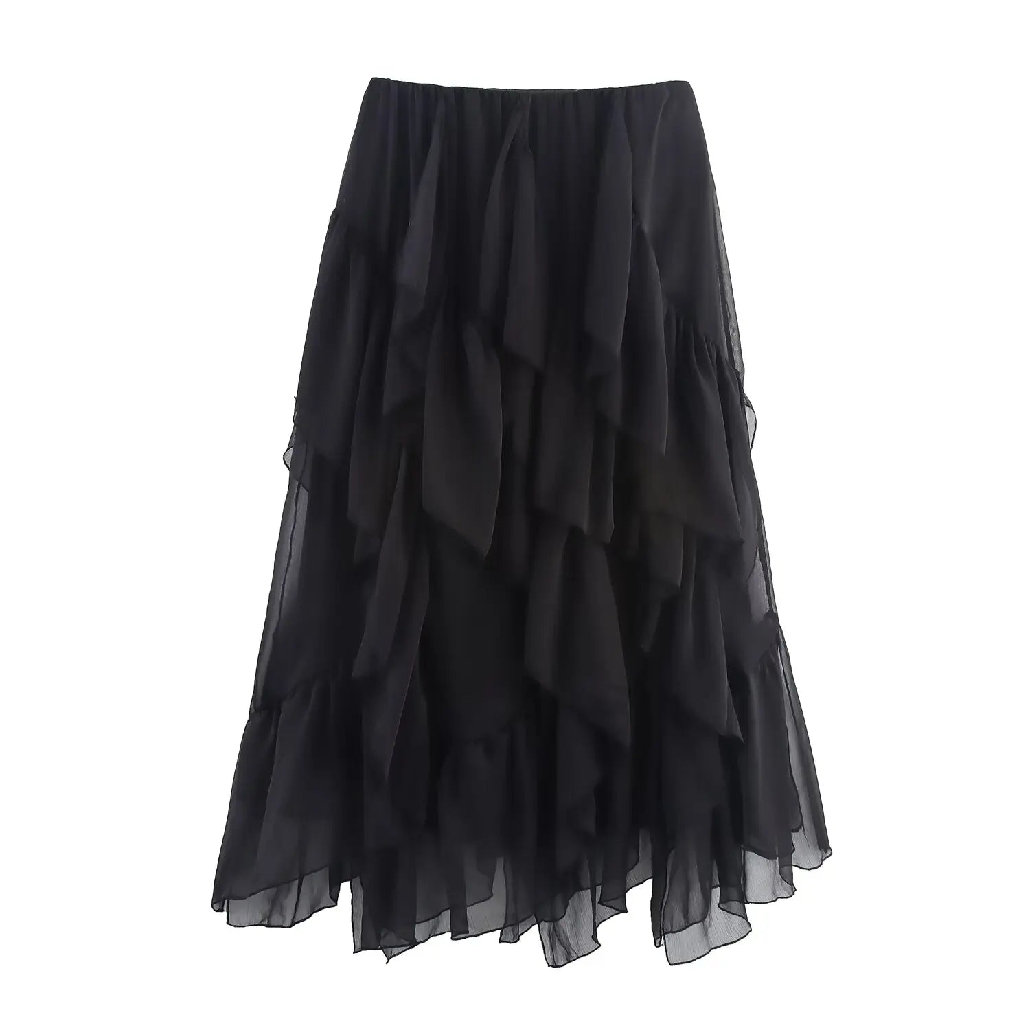 Tiered Ruffle Midi Skirt