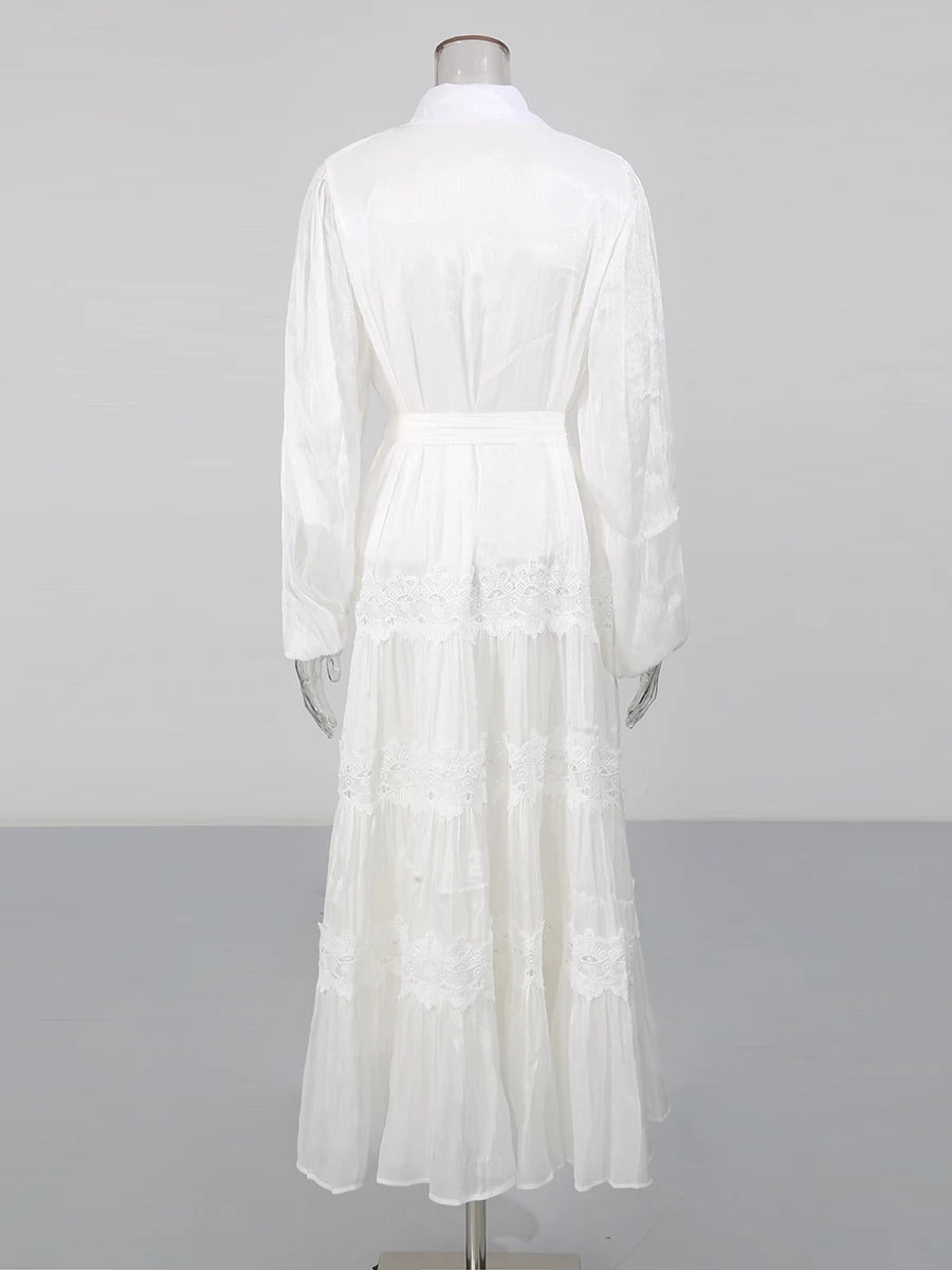 Embroidered Lace Midi Dress