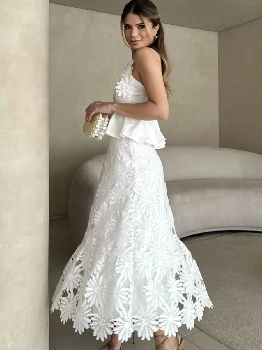 Embroidered Lace Skirt Set