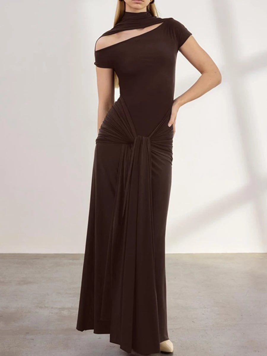 Brown Ruched Dress