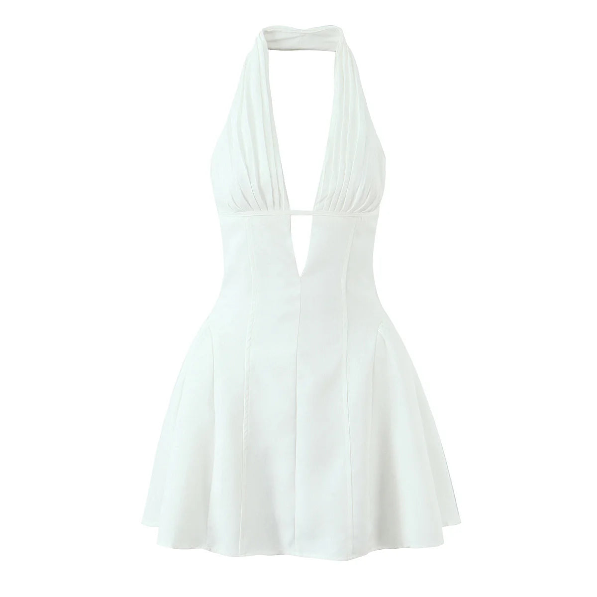 Deep V Halter Mini Dress
