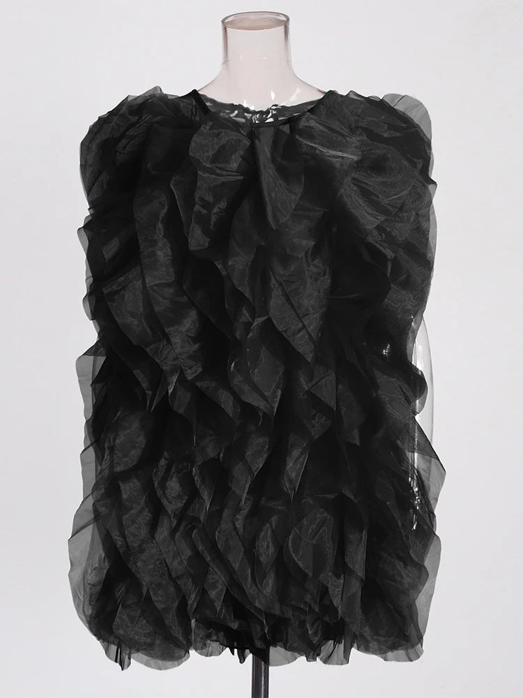 Tiered Ruffles Mesh Dress