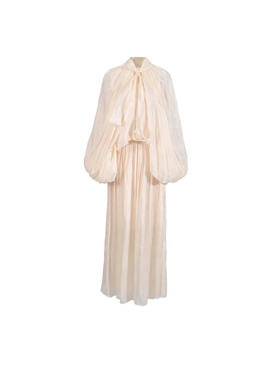 Stand Collar Maxi Dress