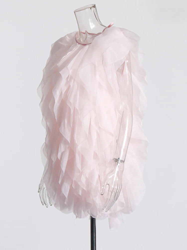 Tiered Ruffles Mesh Dress