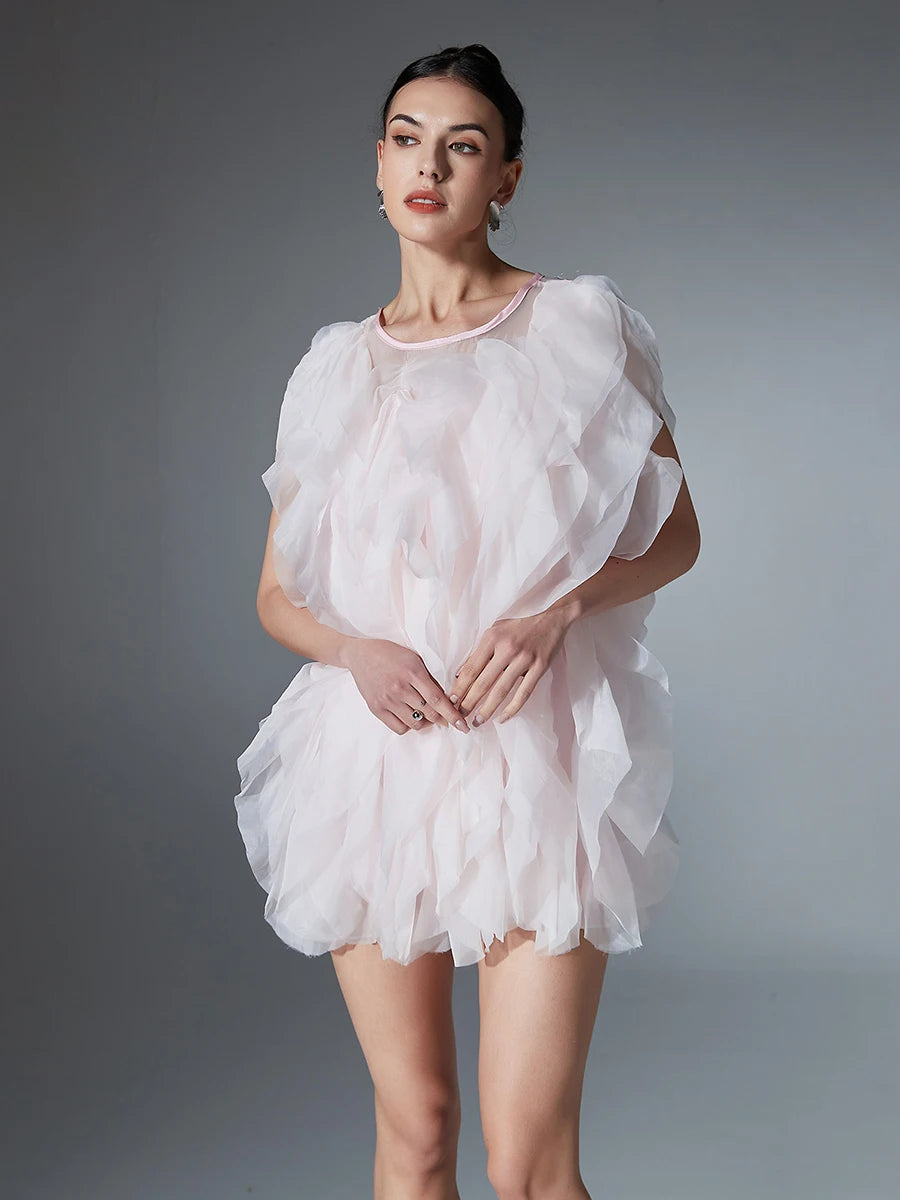 Tiered Ruffles Mesh Dress