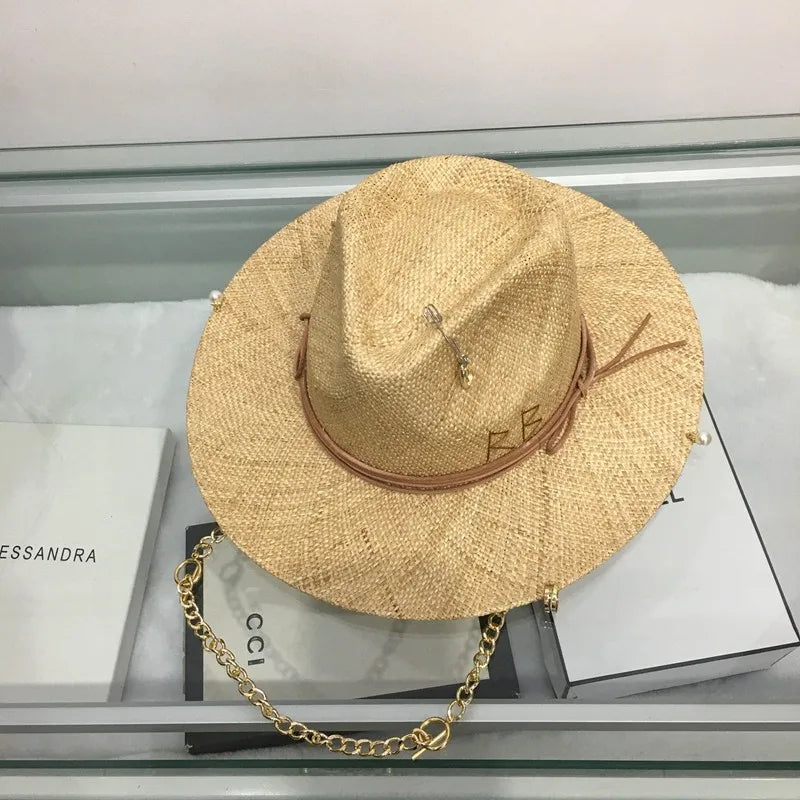 Chain and Pin Straw Hat