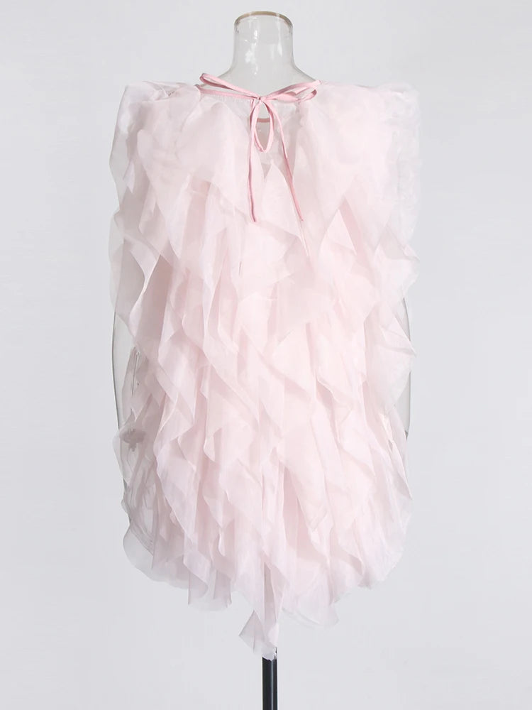 Tiered Ruffles Mesh Dress