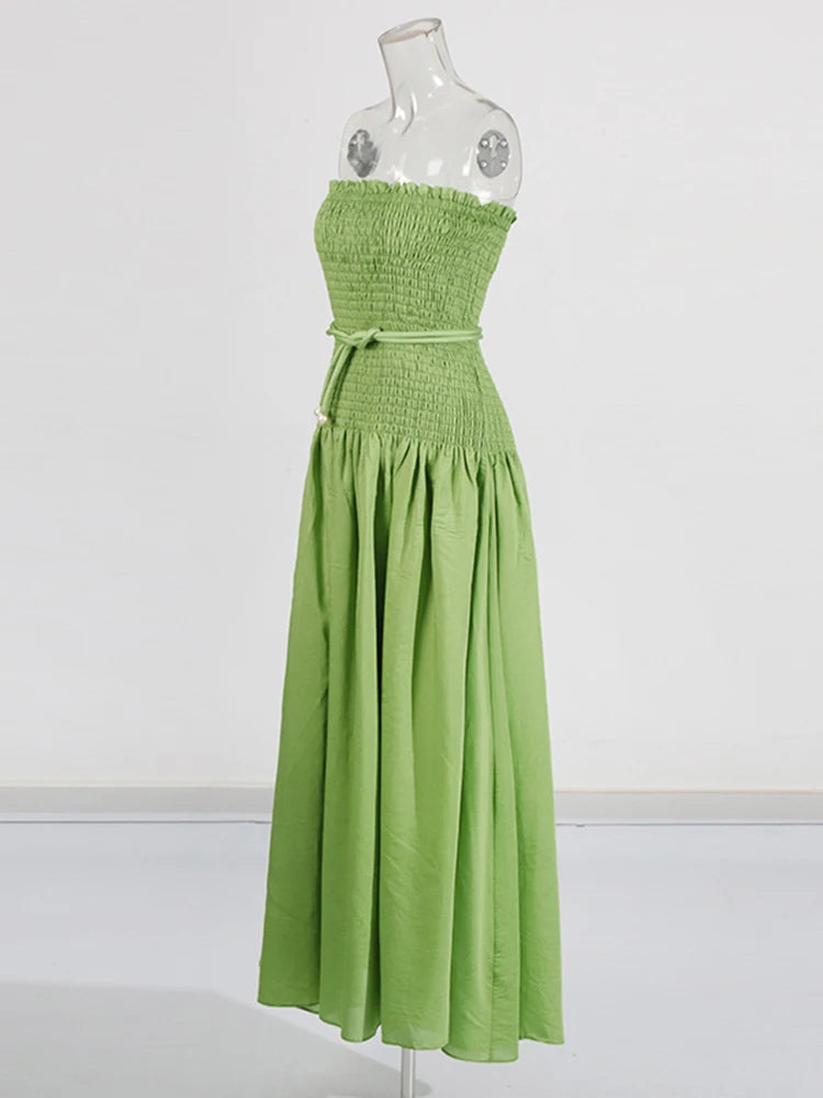 Strapless Shirred Dress