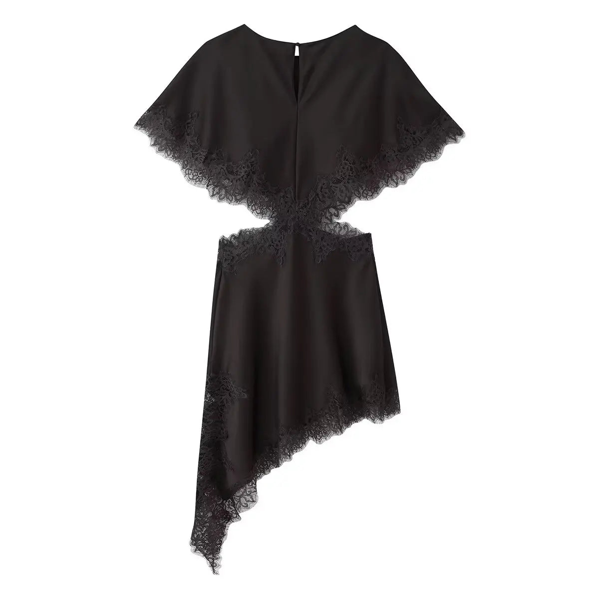 Brown Lace Trim Dress