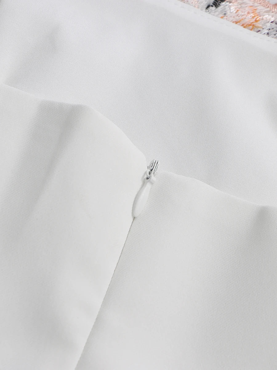 Flower Embroidery Strapless Dress