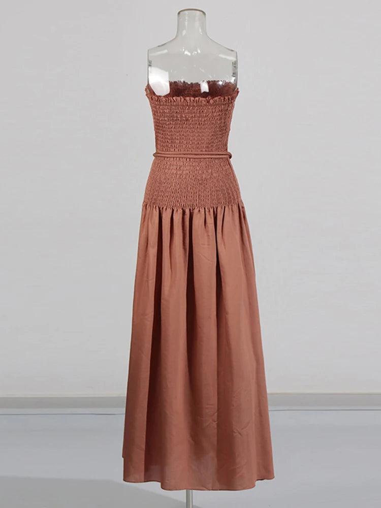 Strapless Shirred Dress