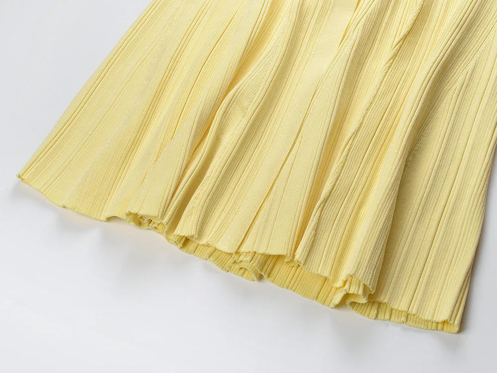 Yellow Knit Midi Dress