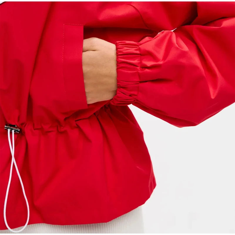 Drawstring Waist Windbreaker Jacket