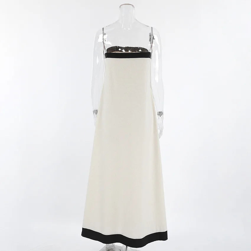 Black Trim Strapless Dress