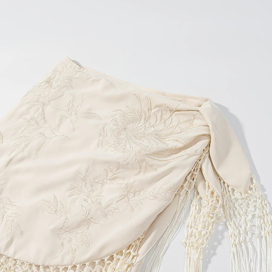 Embroidered and Tassel Skirt