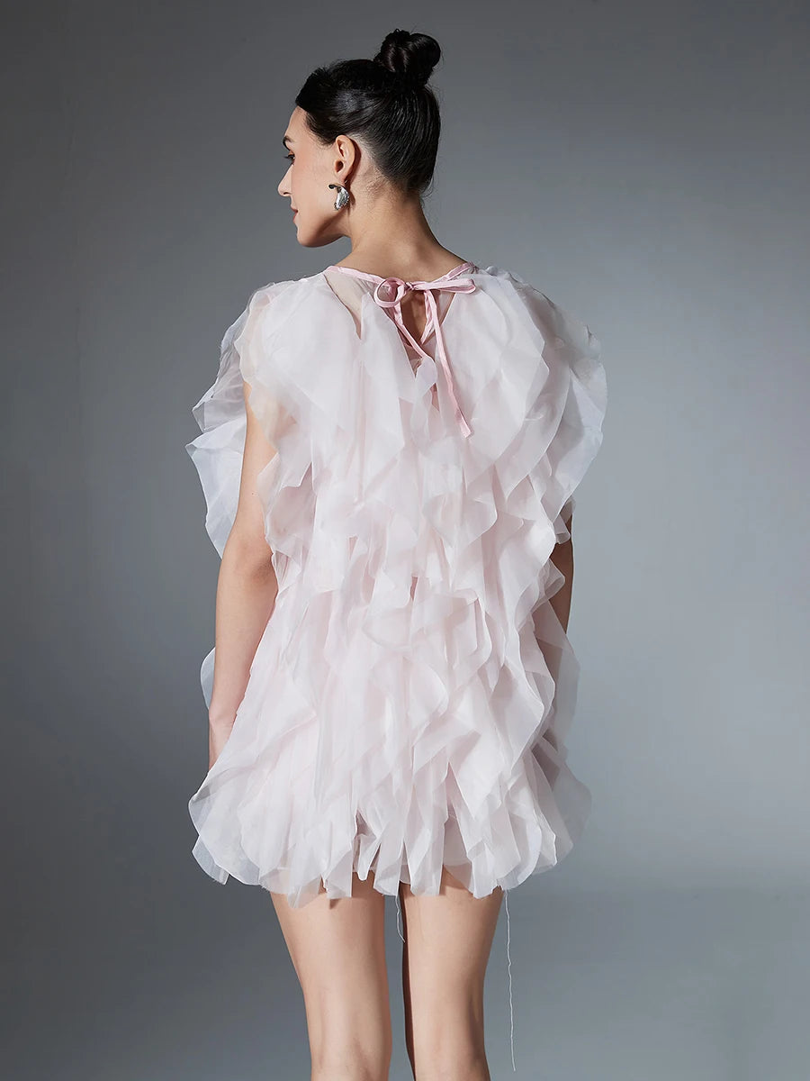 Tiered Ruffles Mesh Dress