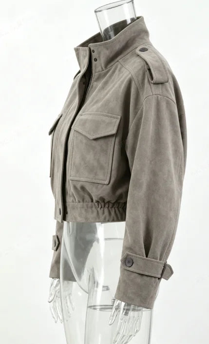 Faux Suede Cropped Jacket