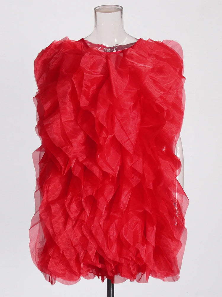 Tiered Ruffles Mesh Dress