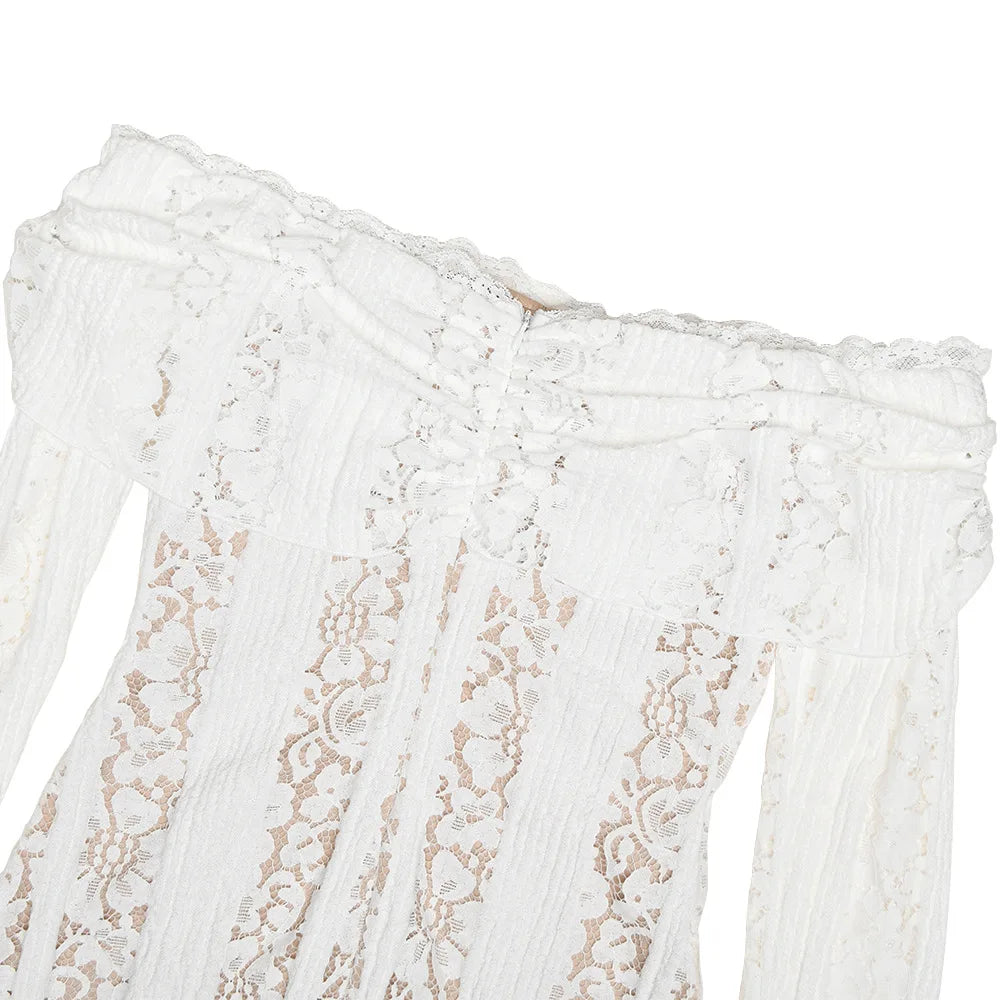 Off Shoulder Lace Mini Dress