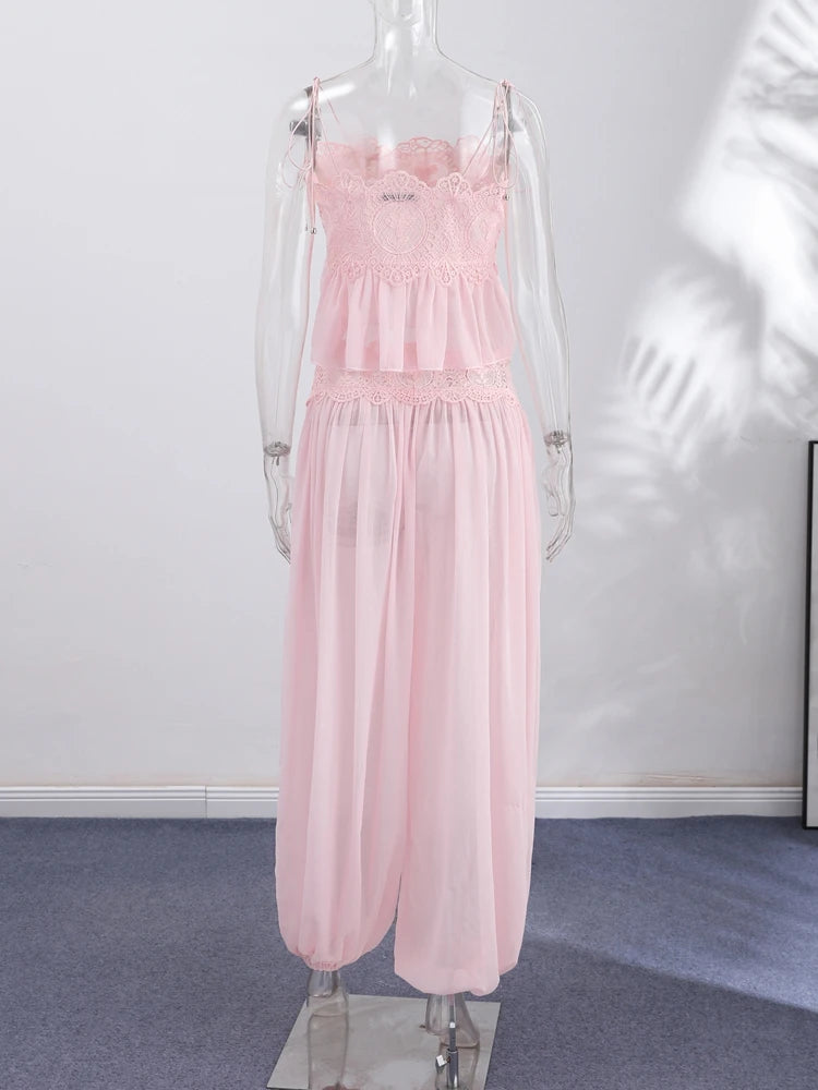 Sheer Lace Detail Set