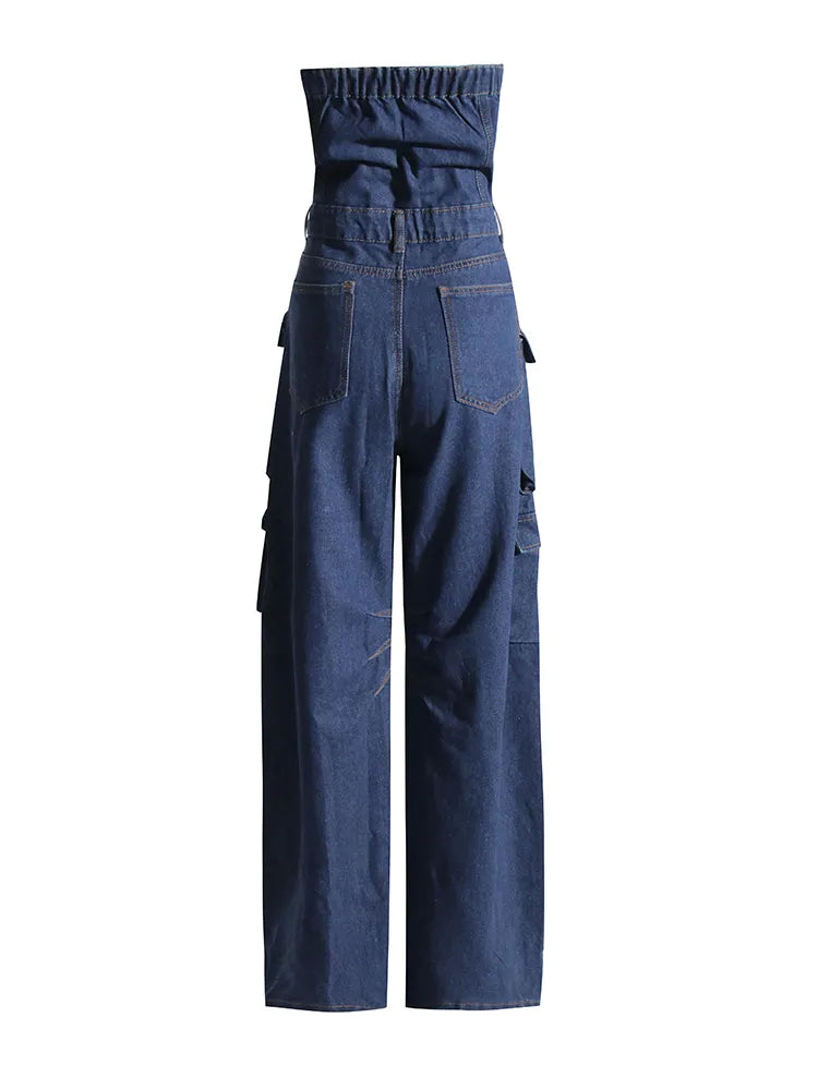 Denim Cargo Jumpsuit
