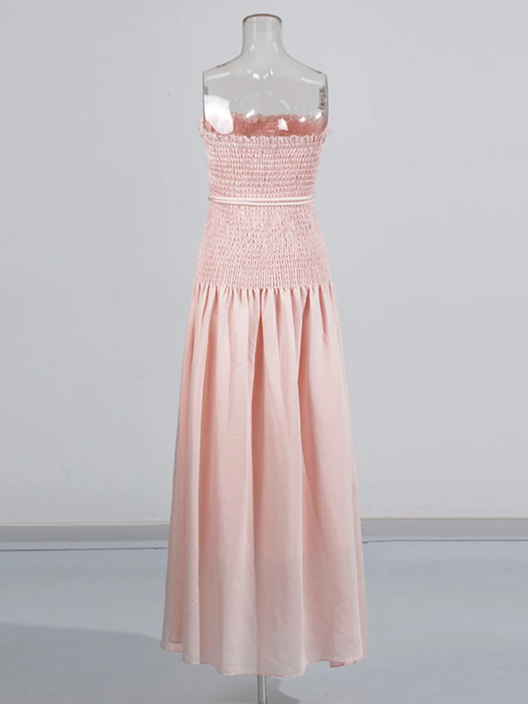 Strapless Shirred Dress