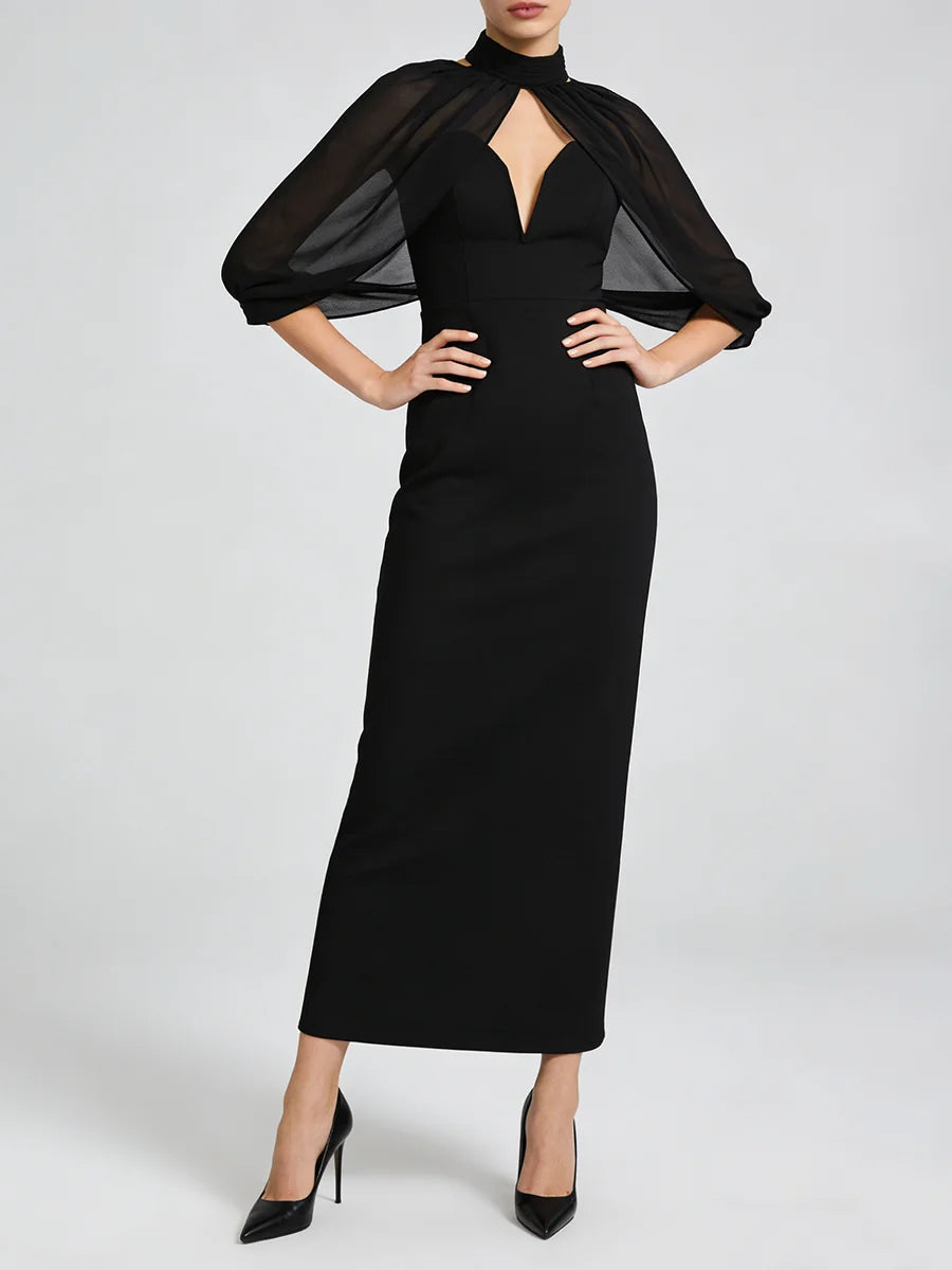 Black Cape Sleeve Dress