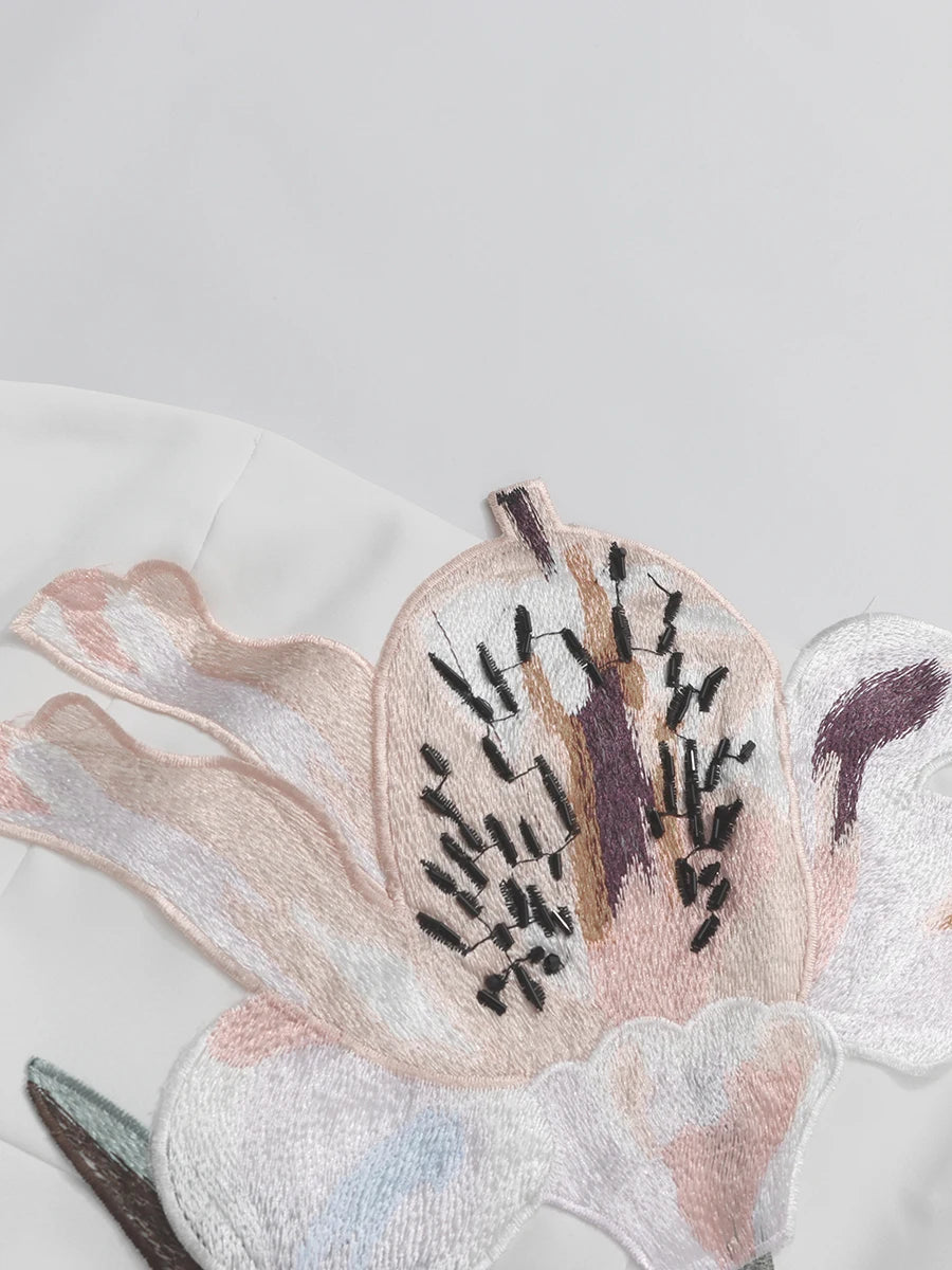Flower Embroidery Strapless Dress