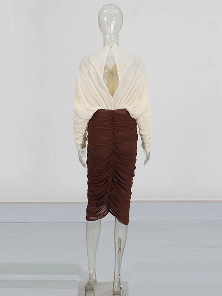Draped Dress Floral Applique