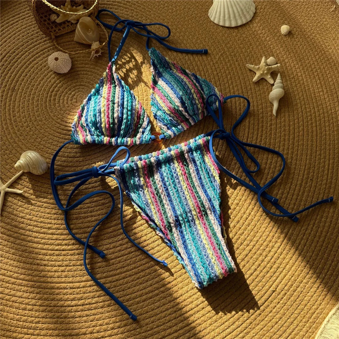 Striped Halter Bikini