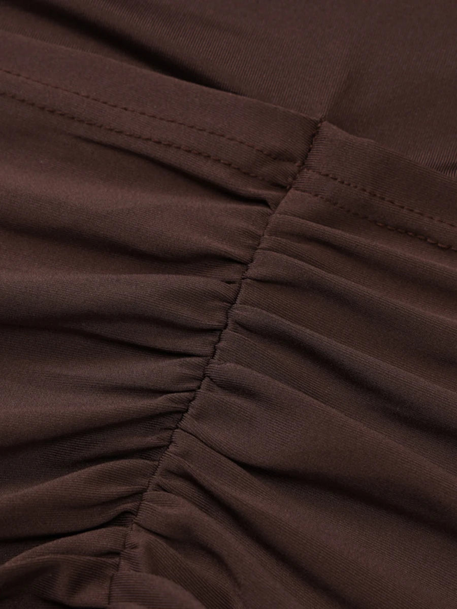 Brown Ruched Dress