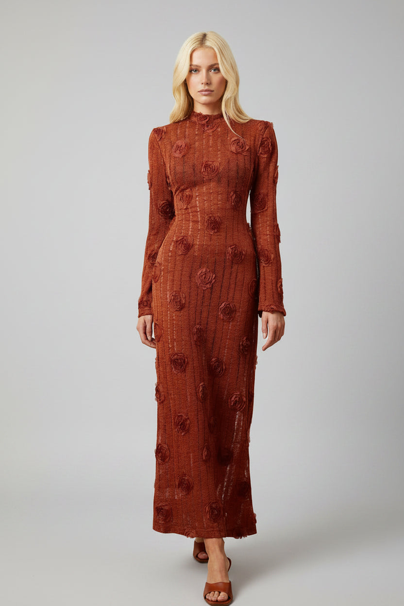 Sienna Textured Dress Long Sleeve