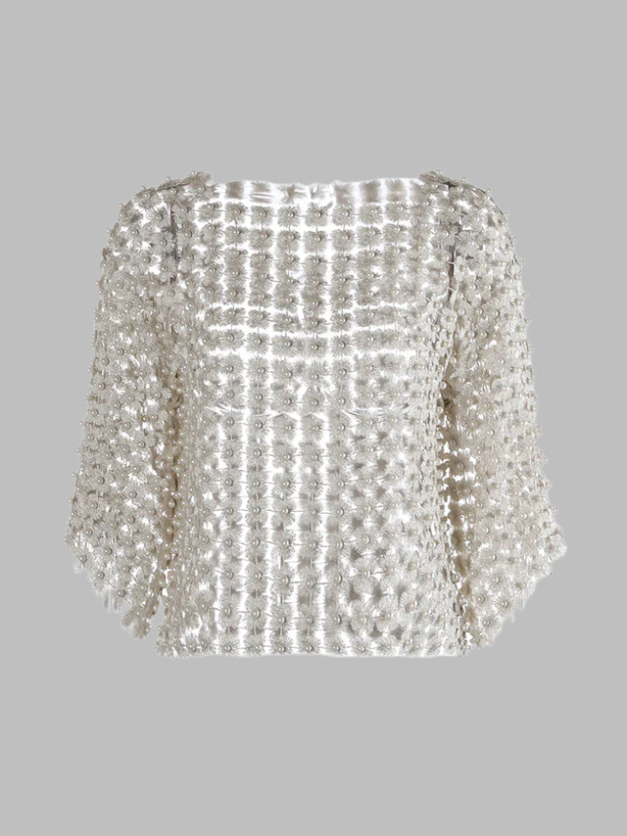 Zalia Atelier | Patchwork Pearls Top 3/4 sleeves