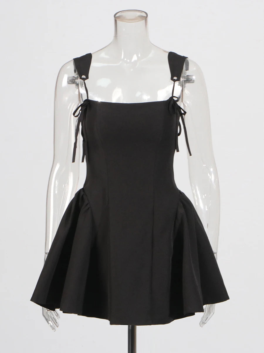Zalia Atelier - Black Square Neck Mini Dress