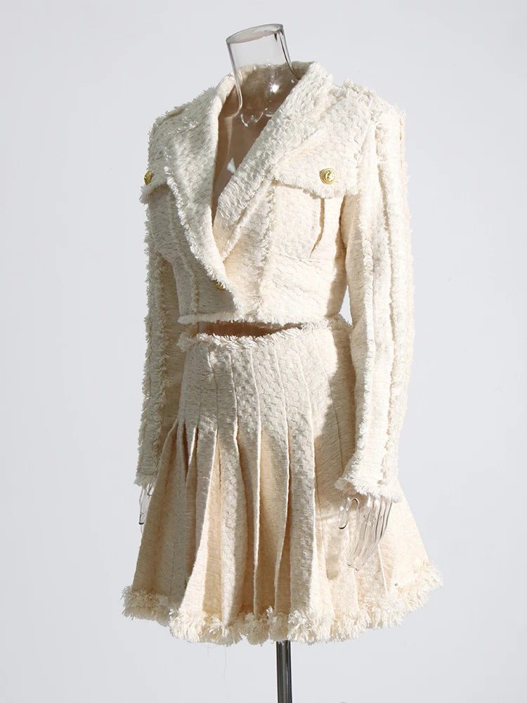 Zalia Atelier | Textured Jacket and Skirt Set