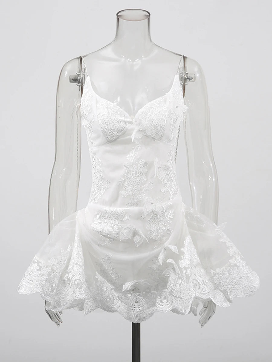 Zalia Atelier | White Lace Mini Dresses