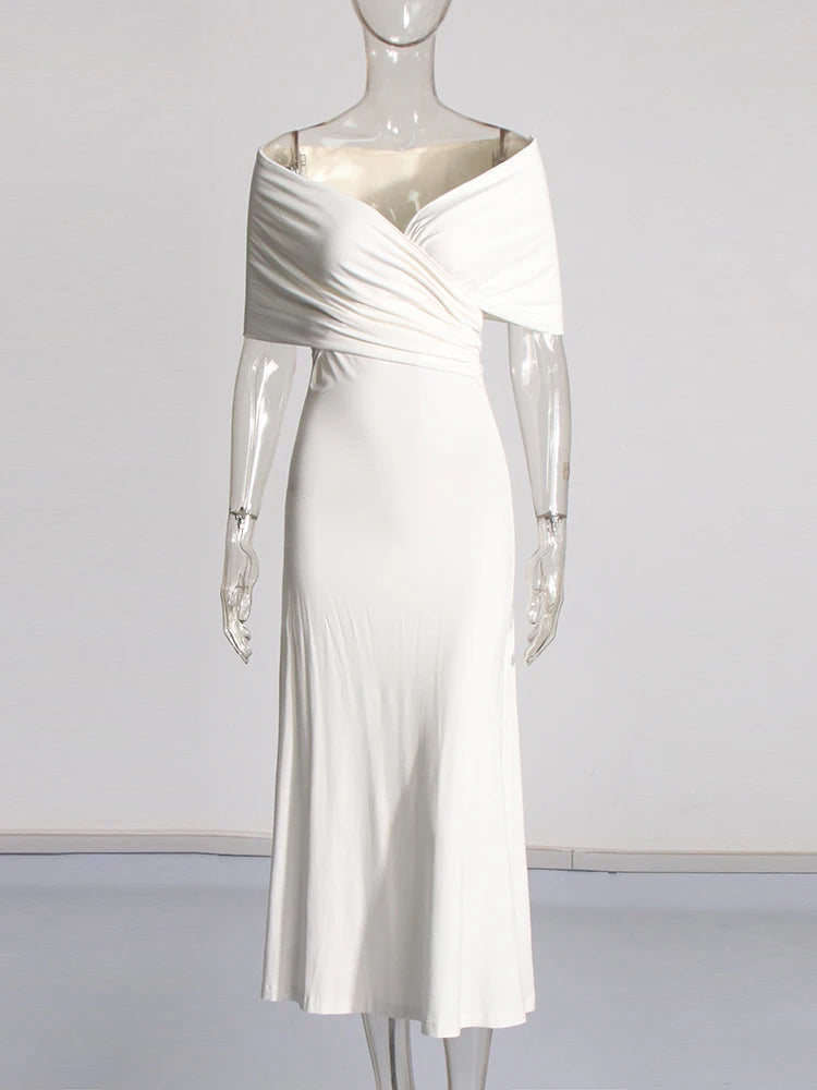 White Off Shoulder Midi Dress | Zalia Atelier
