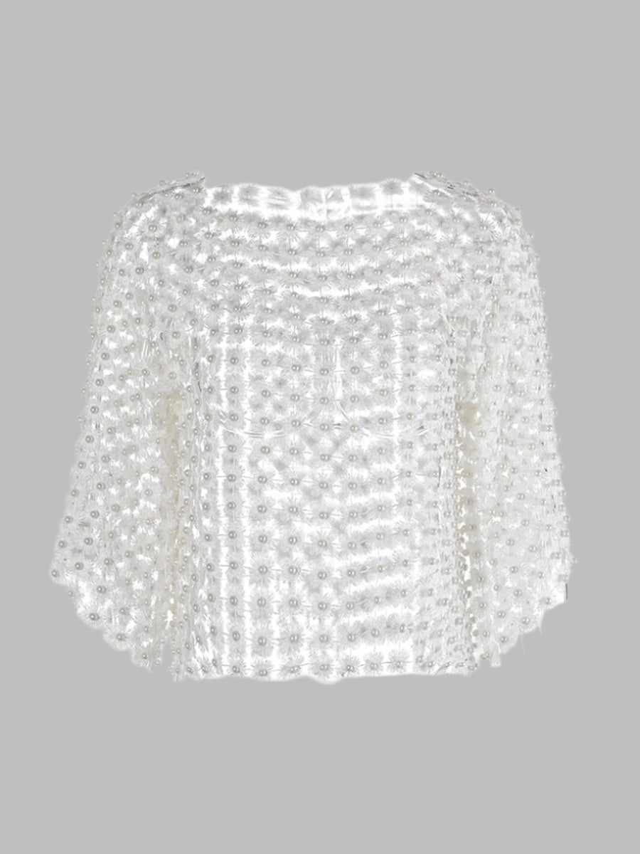 Zalia Atelier | Patchwork Pearls Top 3/4 sleeves